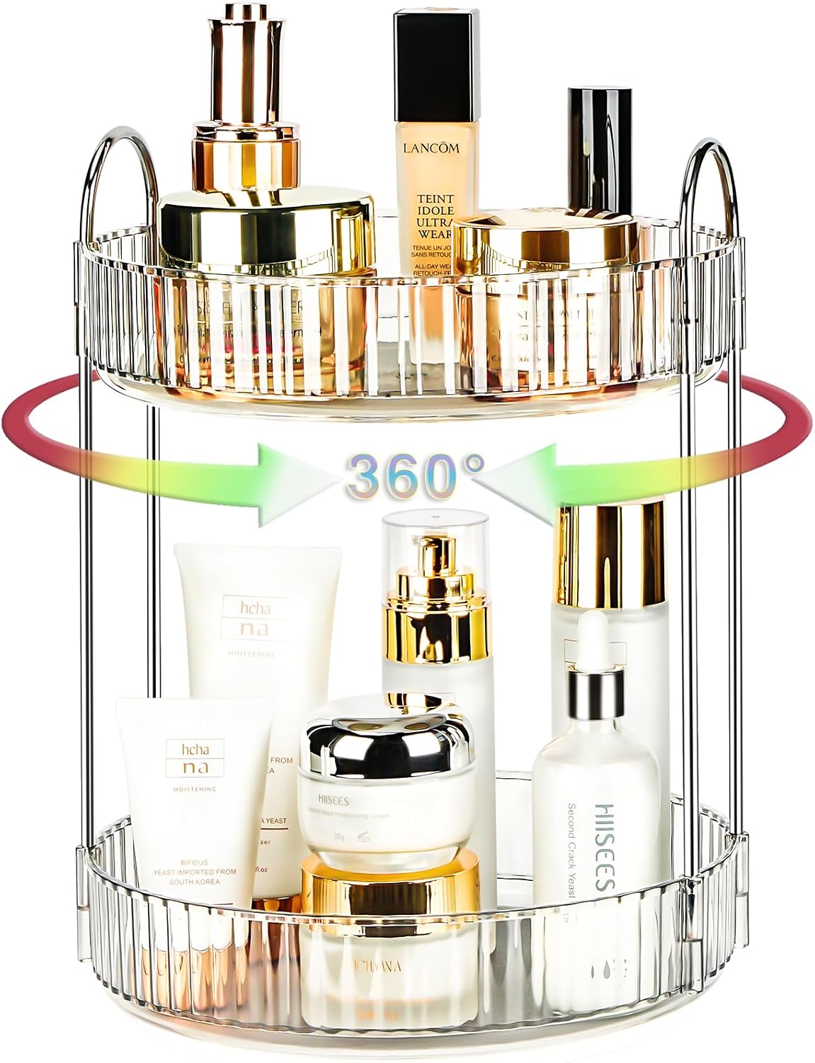 Organiz. giratorio baño 2 niveles para maquillaje y perfume
