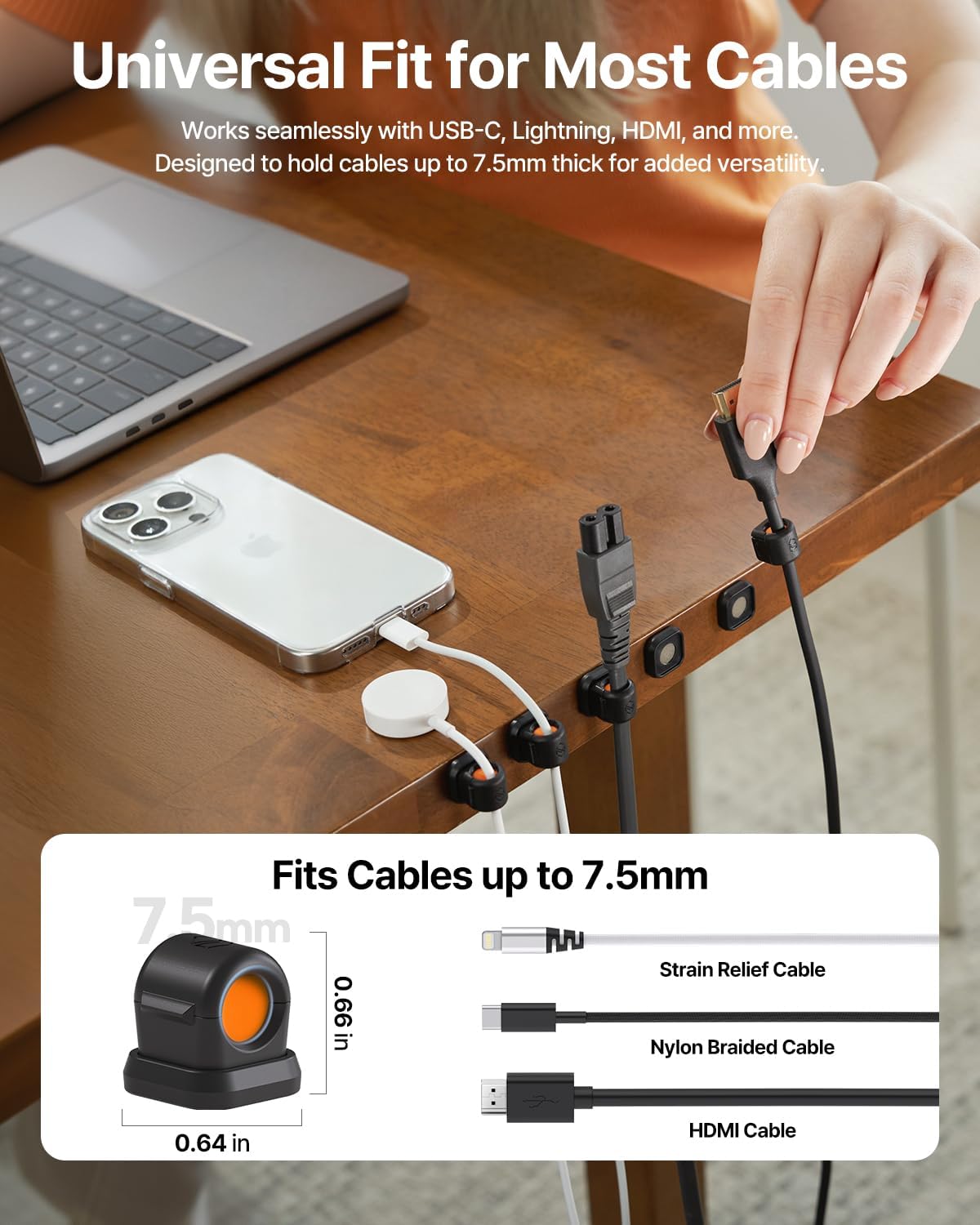 6 Clips Magnéticos para Cables Organiz. Escritorio y Auto