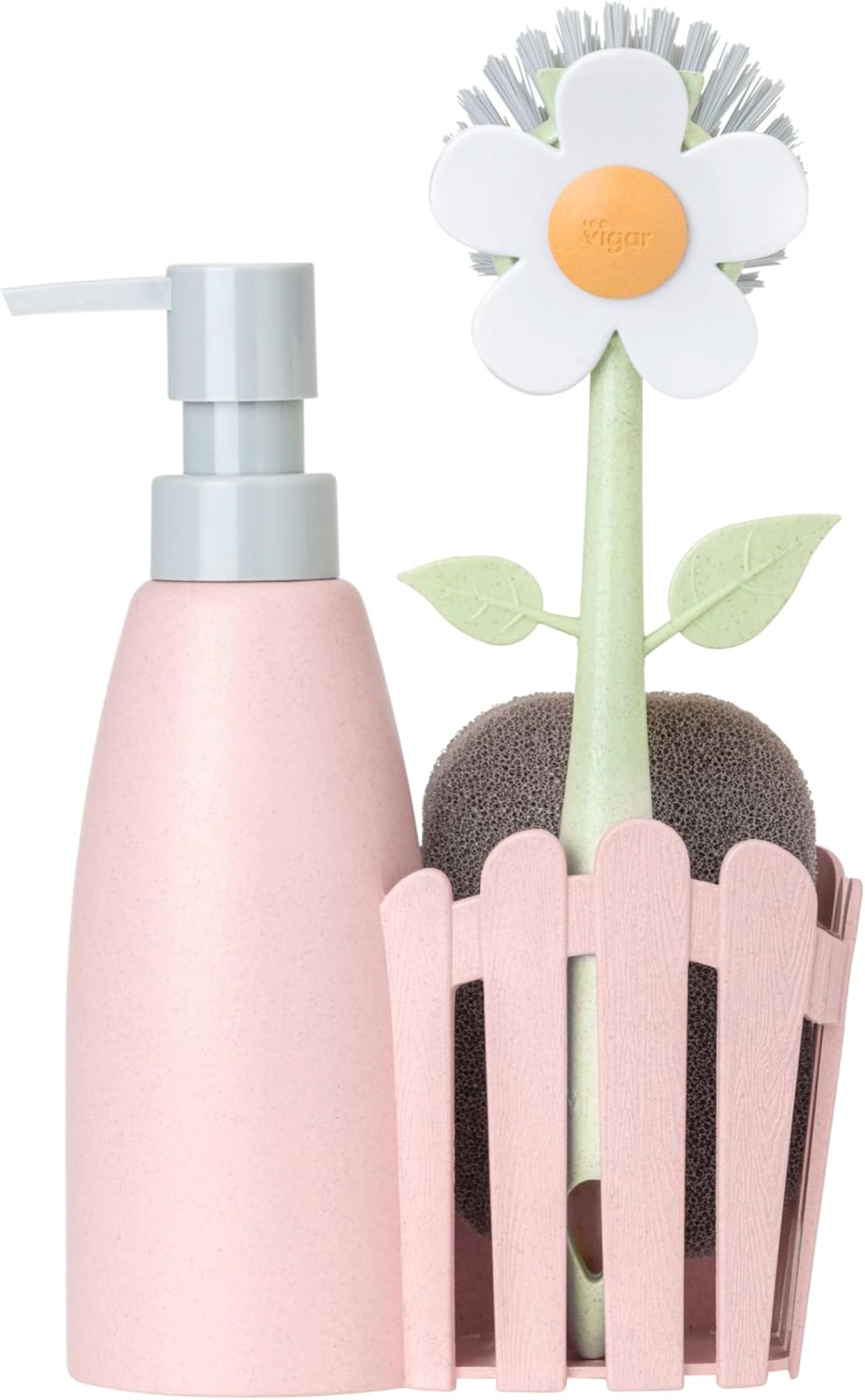 Organiz. fregadero cocina con dispensador jabón y soporte cepillos