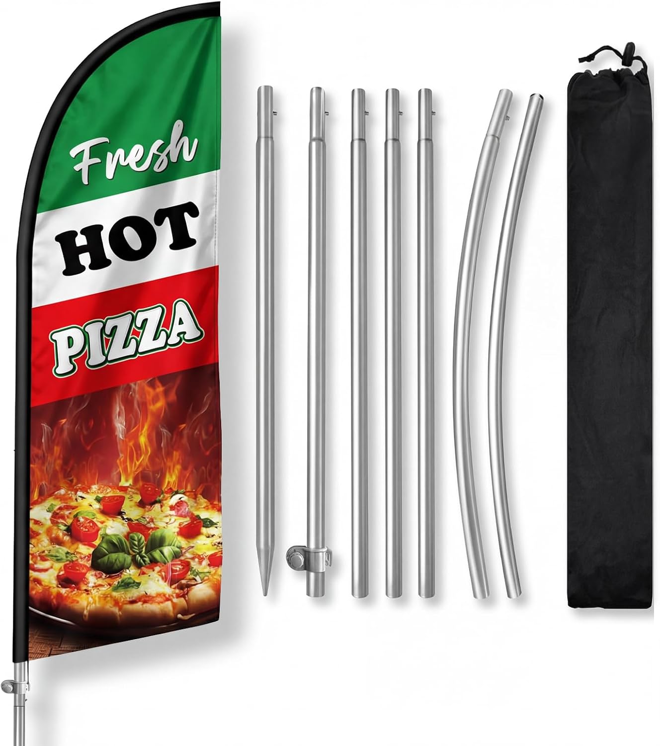 Bandera pizza 8ft con poste y pico tierra