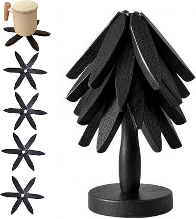 Set 4 Salvamanteles Madera Nogal Forma Árbol
