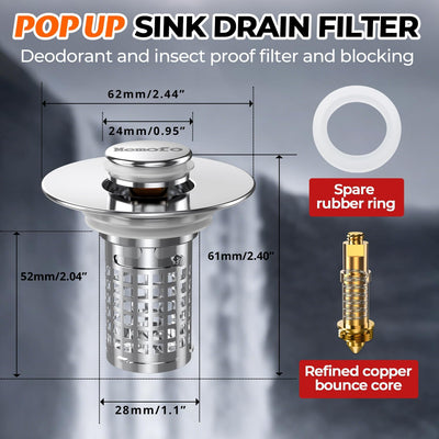 Colador desagüe 3en1 baño acero inox con canasta