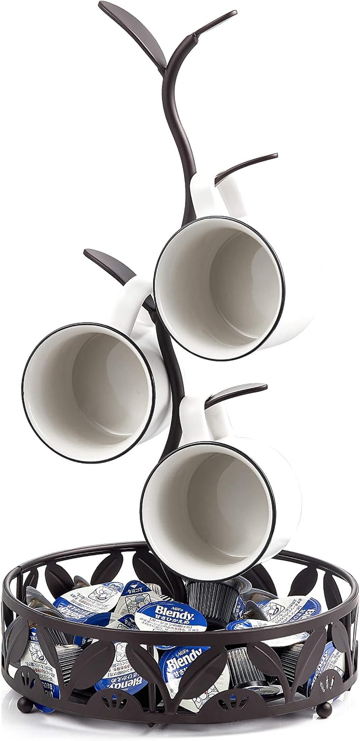 Soporte tazas café té estante negro
