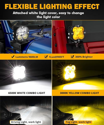 Vainas LED 3" XP-Ultra faros antiniebla cubo 80W