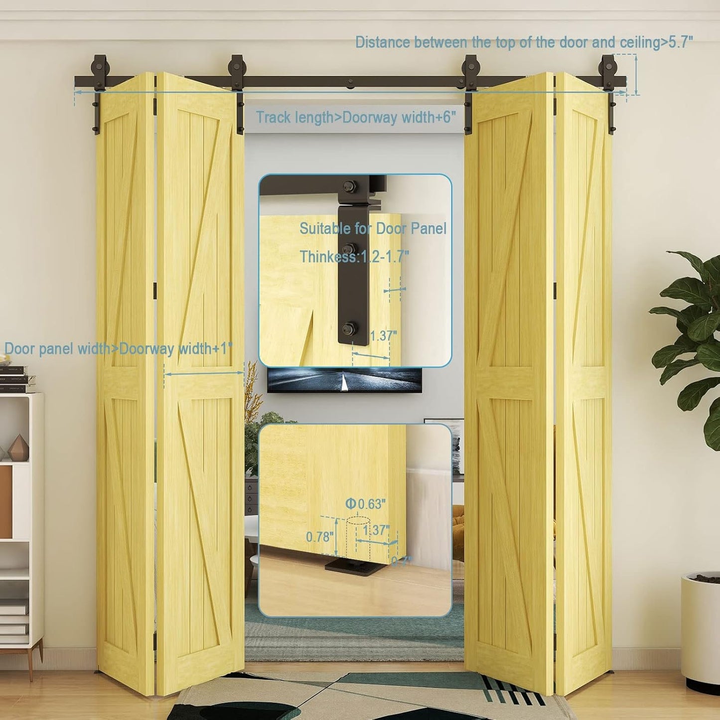 Kit herrajes puertas correderas granero 66pulg
