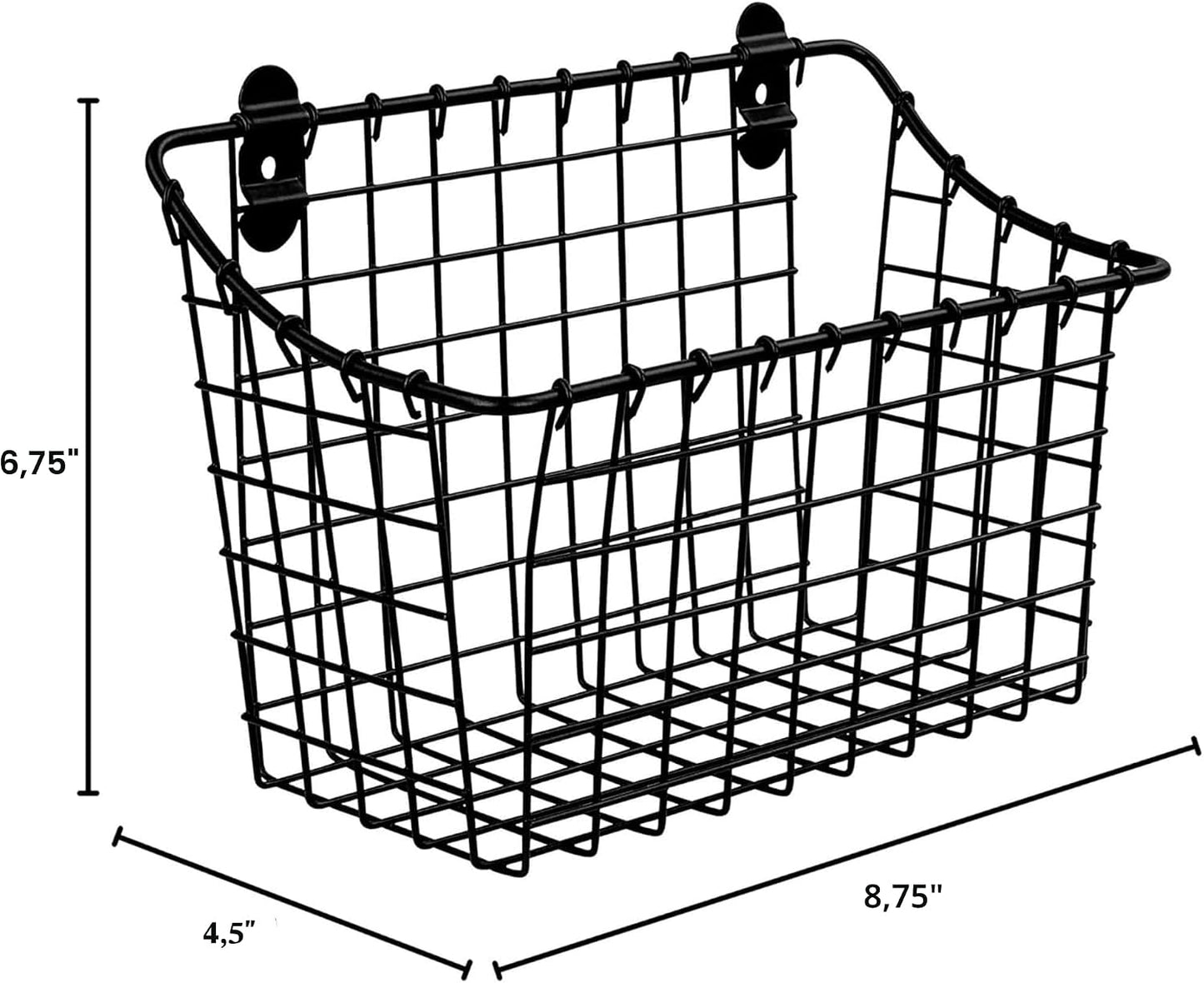 Cesta alambre pared negro mate organiz. cocina