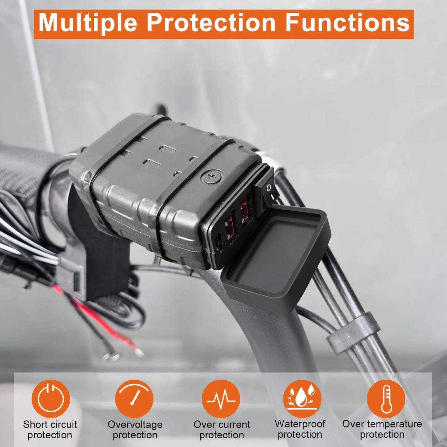 Cargador USB impermeable motocicleta 3 puertos 36W