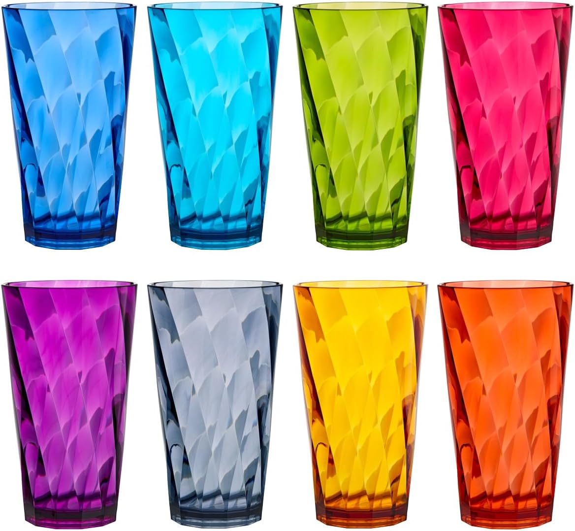Vasos plástico reutilizables 20oz set 8 sin BPA fabricados EE.UU.