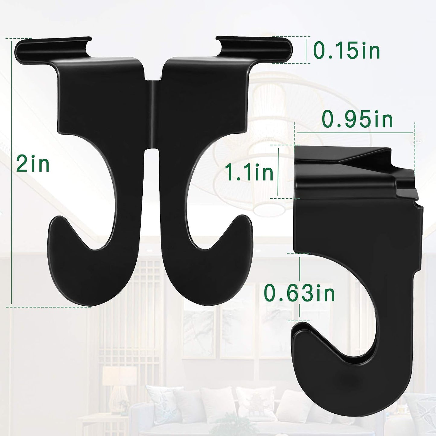 20 Ganchos Techo Acero Inox Barra T Negro