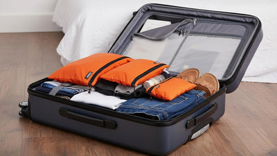 3 Pzas Bolsa Aseo Viaje Hombre Organizador Con Cremallera Naranja