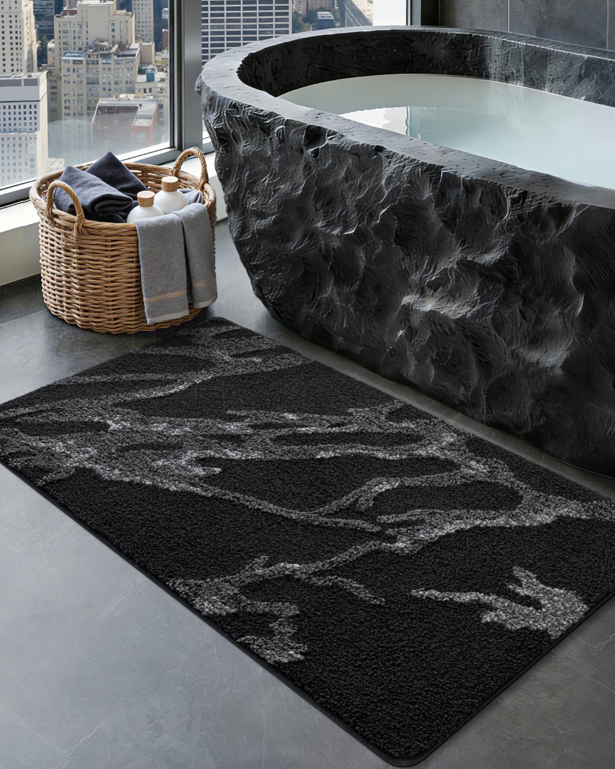 Alfombra baño 24x43pulg antiderrap microfibra gruesa