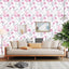 Papel tapiz floral autoadhesivo rosa impermeable 17.3x236pulg