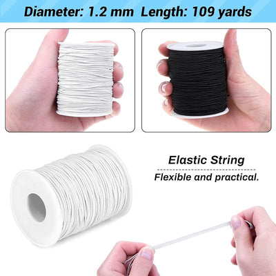 2 Pzas Cuerdas Elásticas para Joyas y Costura 0.047pulg Negro Blanco