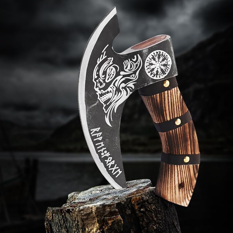 Hacha pizza vikinga multiusos con funda mango madera