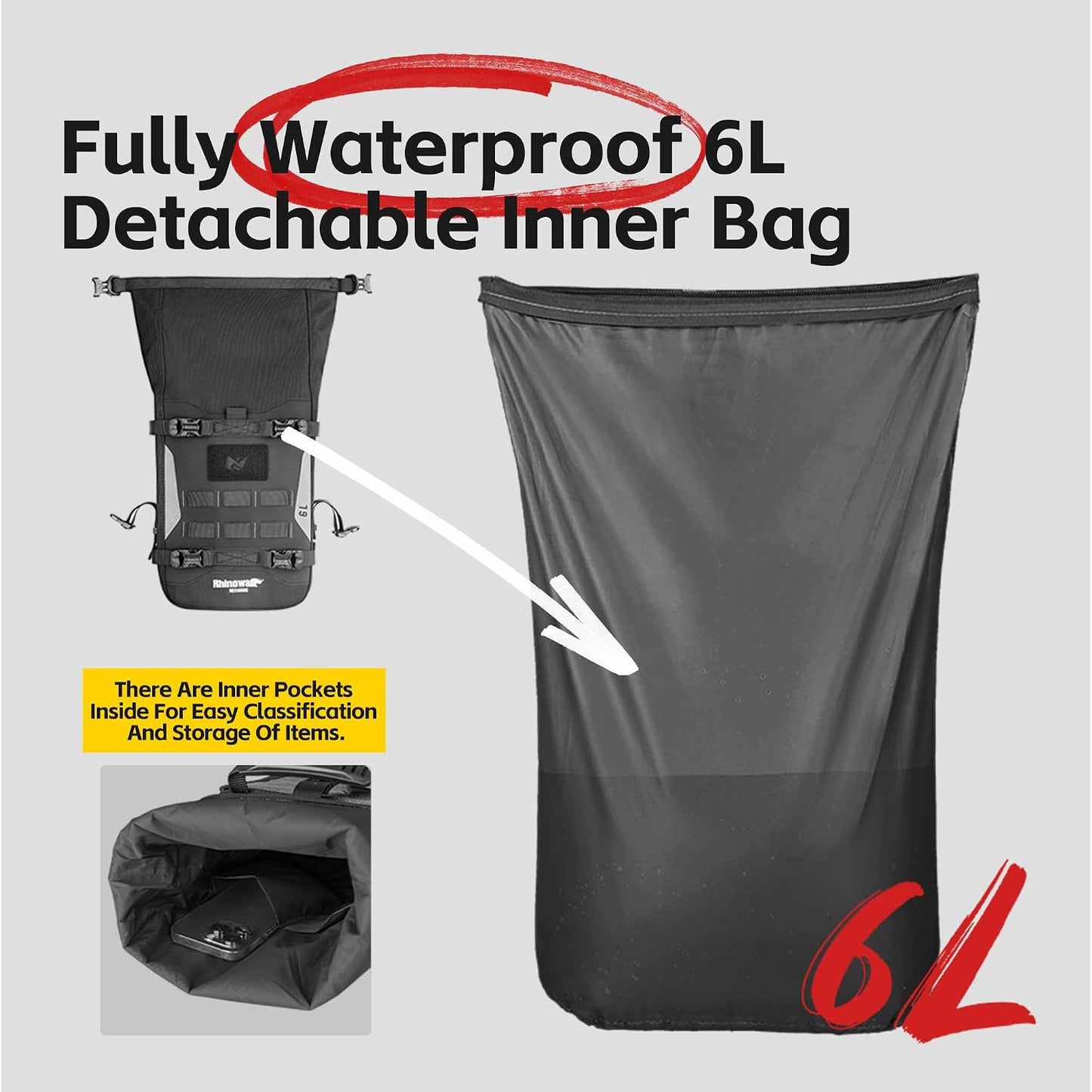 Bolsa antivuelco motocicleta impermeable 7 L con correa