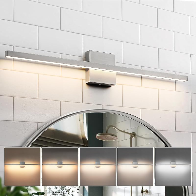 Lámpara baño níquel cepillado sobre espejo 31.5" LED