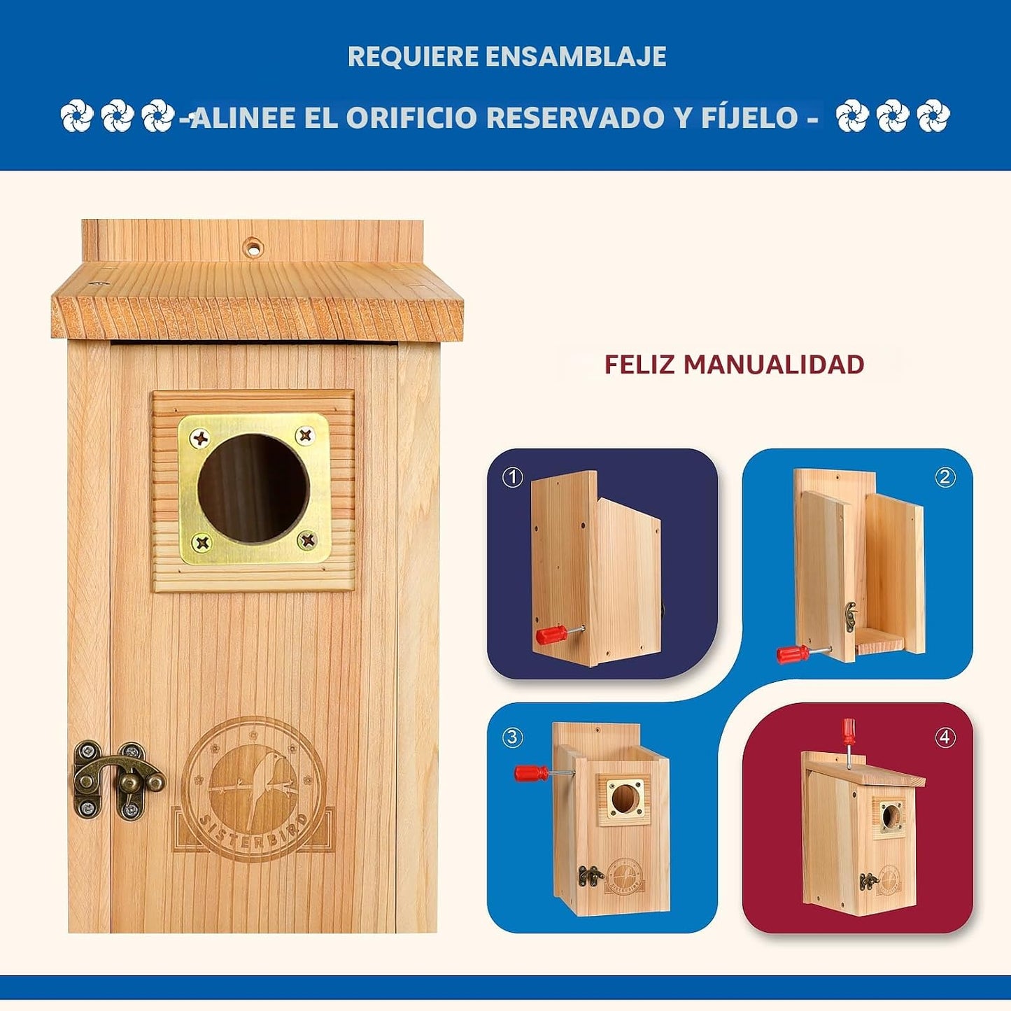 2 Casas Pájaros Cedro Exterior con Protector Cobre