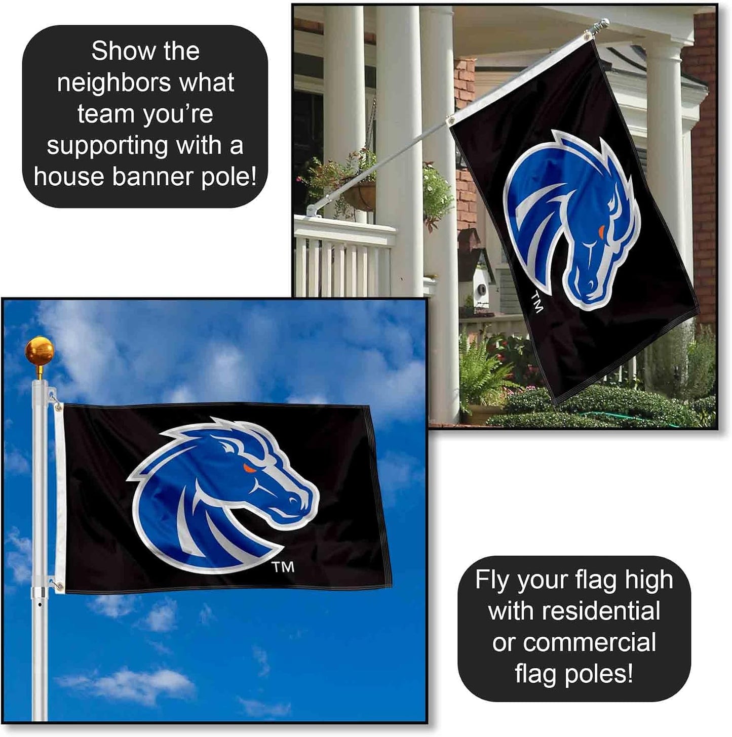 Bandera Boise State Broncos 3x5 negra