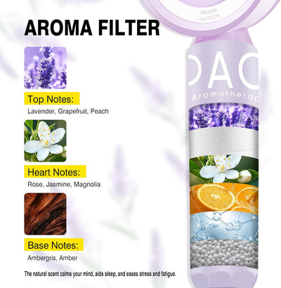 Cabezal ducha filtrado 3en1 alta presión con filtros lavanda