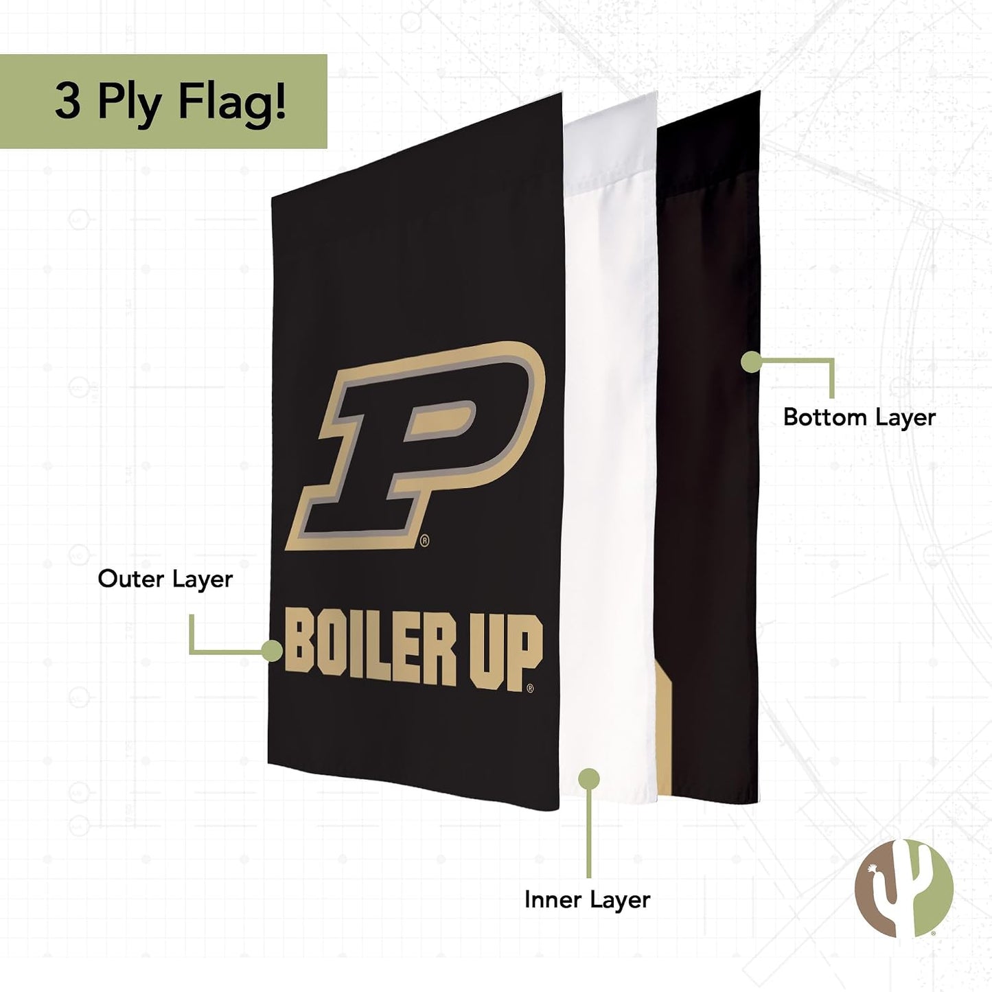 Bandera jardín Purdue Boilermakers 100% poliéster