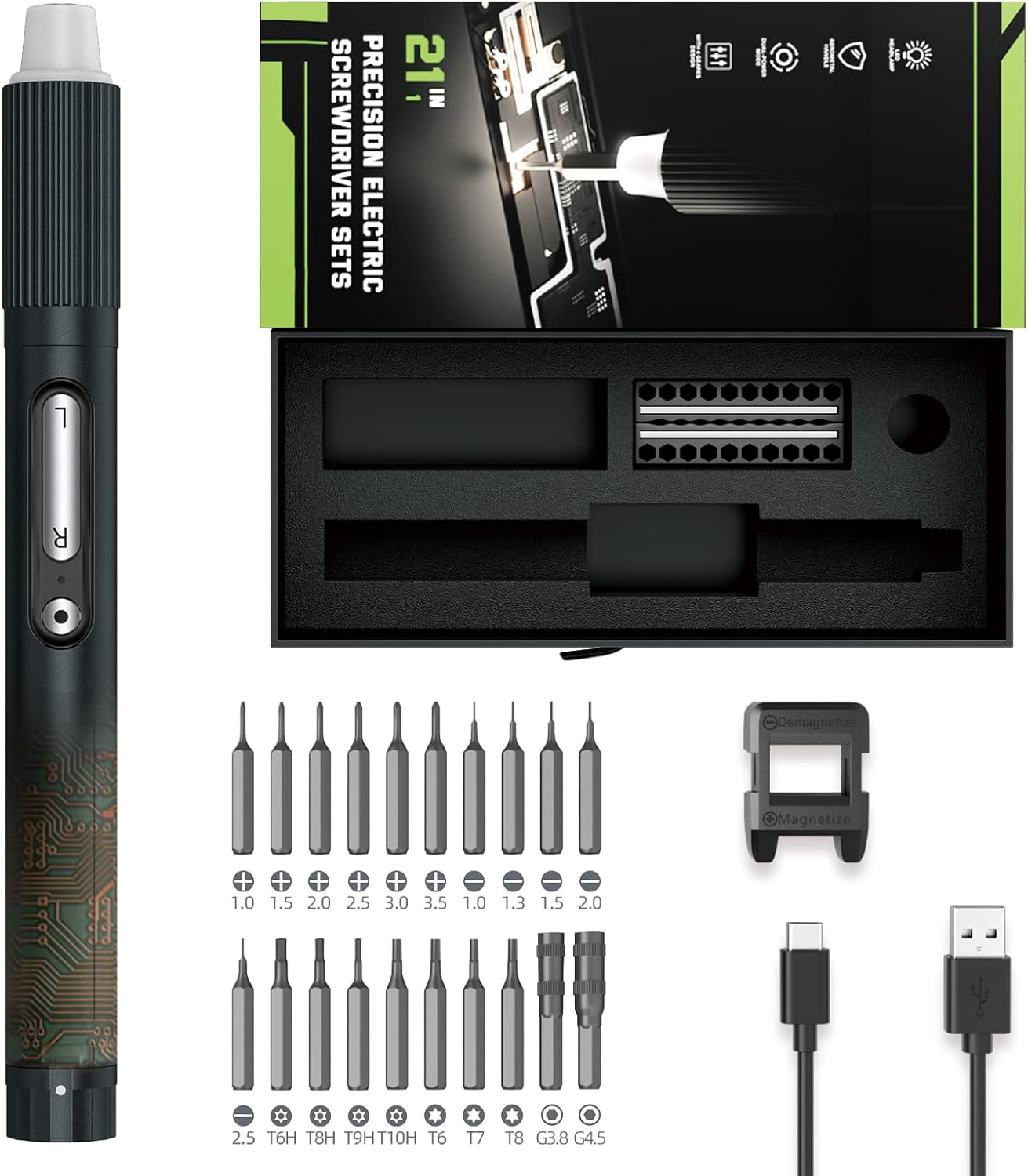 Destornillador eléctrico inalámbrico USB con bits Torx