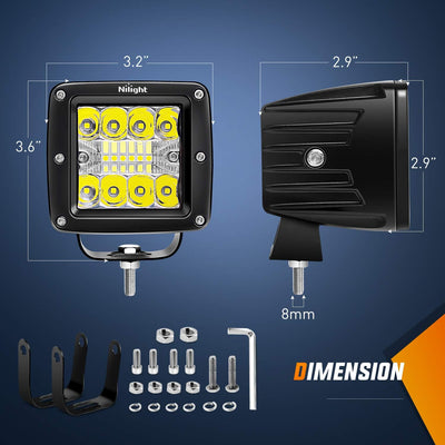 2 Módulos LED 3pulg 42W Cubos Luz Reversa Montaje Parrilla