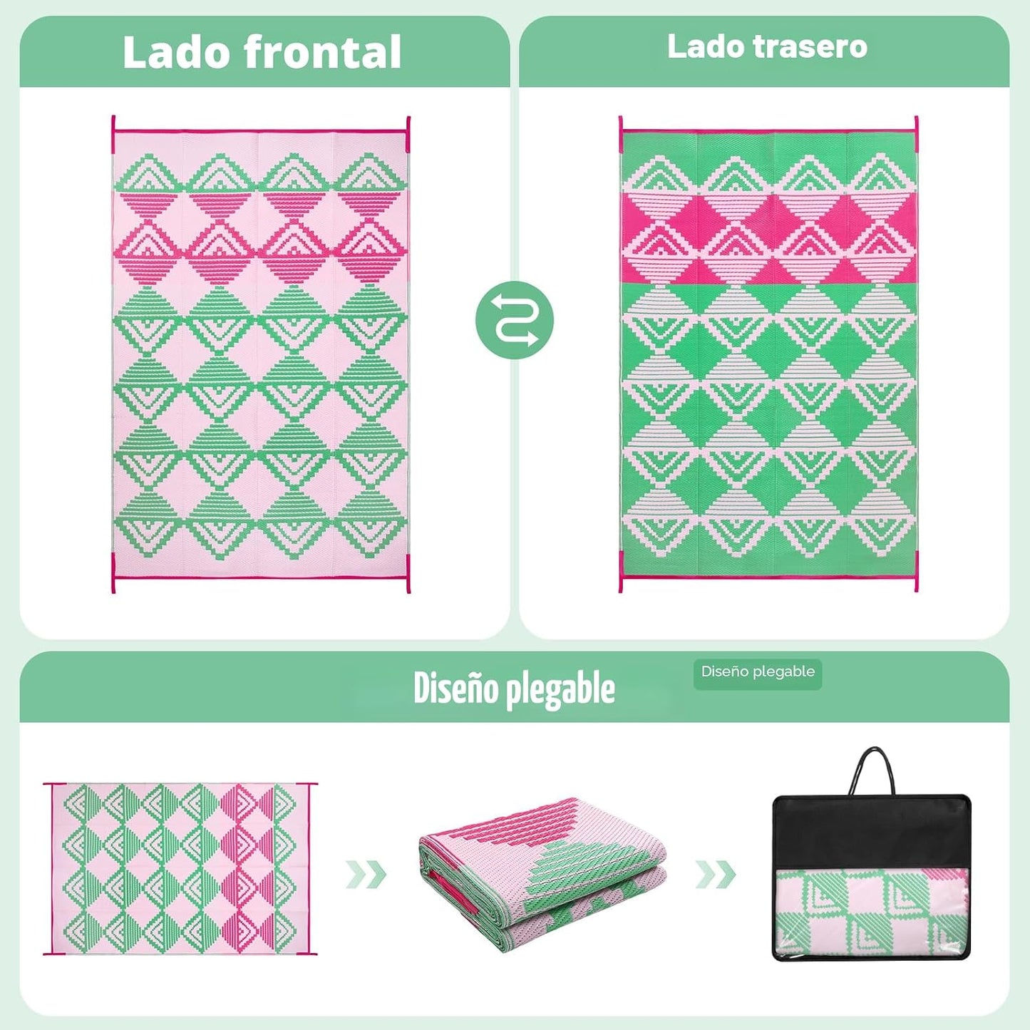 Alfombra impermeable reversible 8x10ft para exteriores