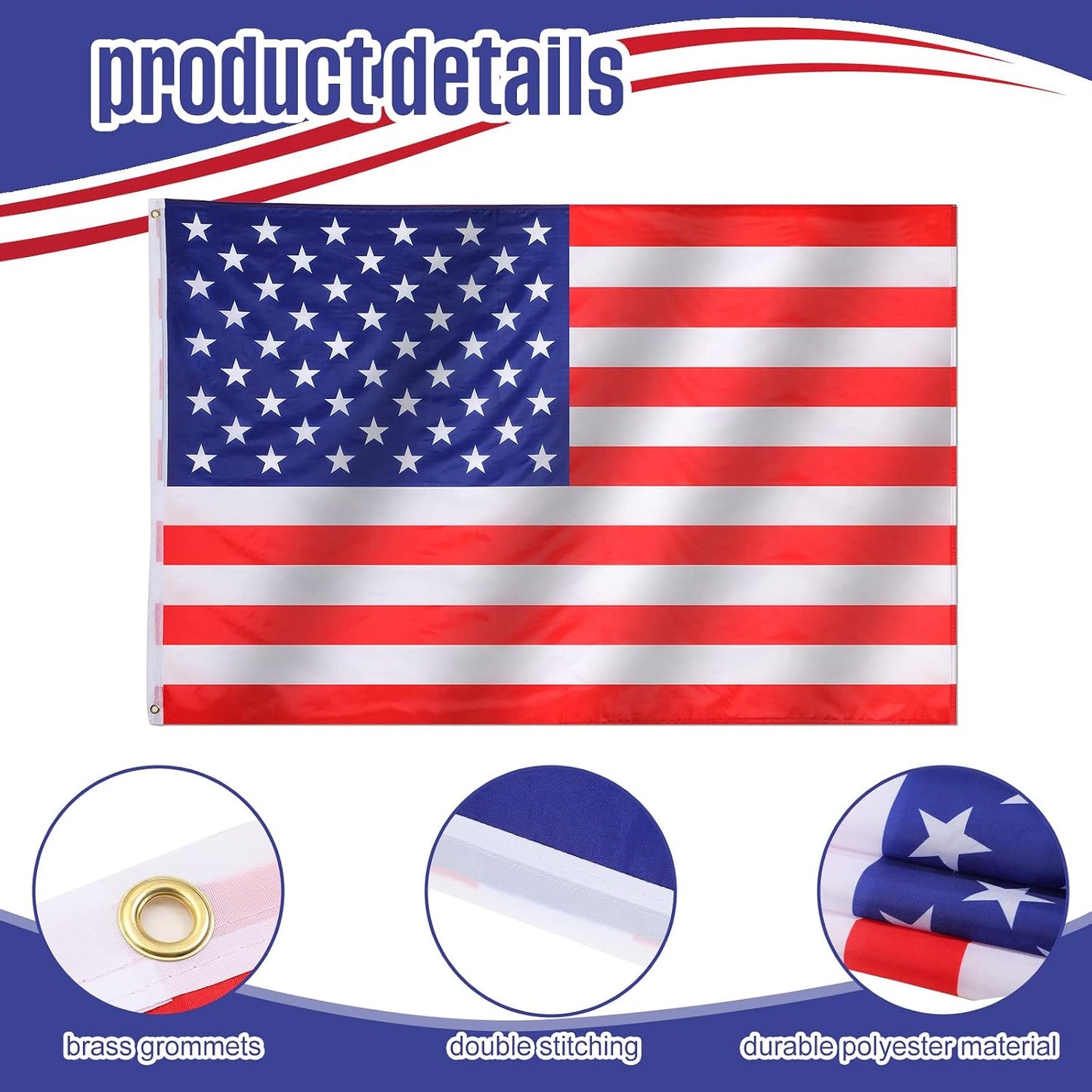 30 Banderas EE.UU. 3x5ft Impermeables Poliéster 4 de Julio