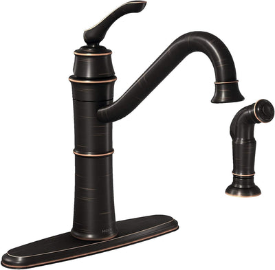 Grifo cocina arco alto bronce mediterráneo con rociador
