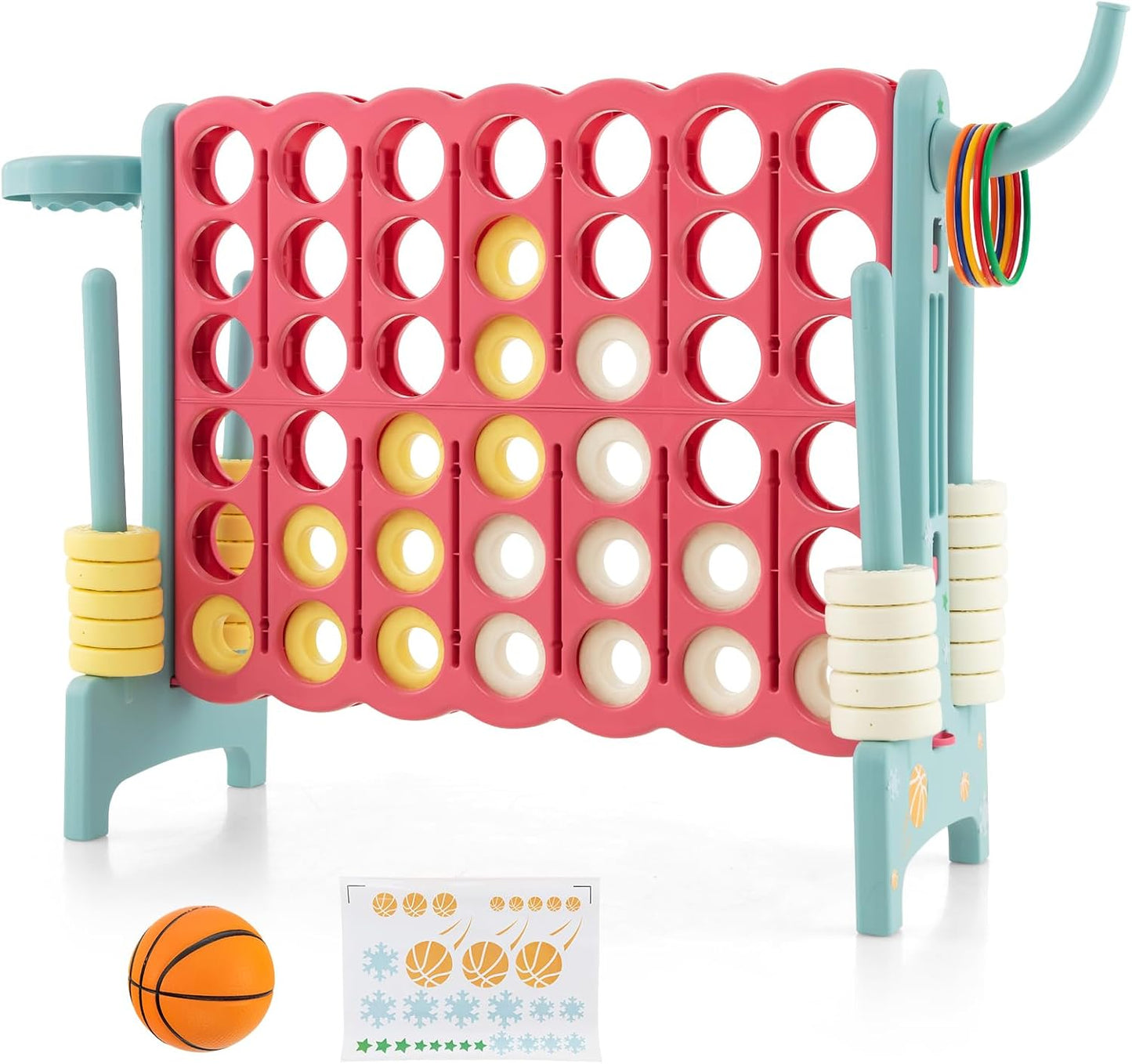 Set 4 en 1 con aro baloncesto 42 anillos Jumbo