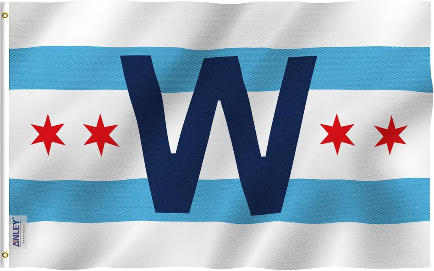 Bandera Chicago 3x5pies poliéster doble costura W