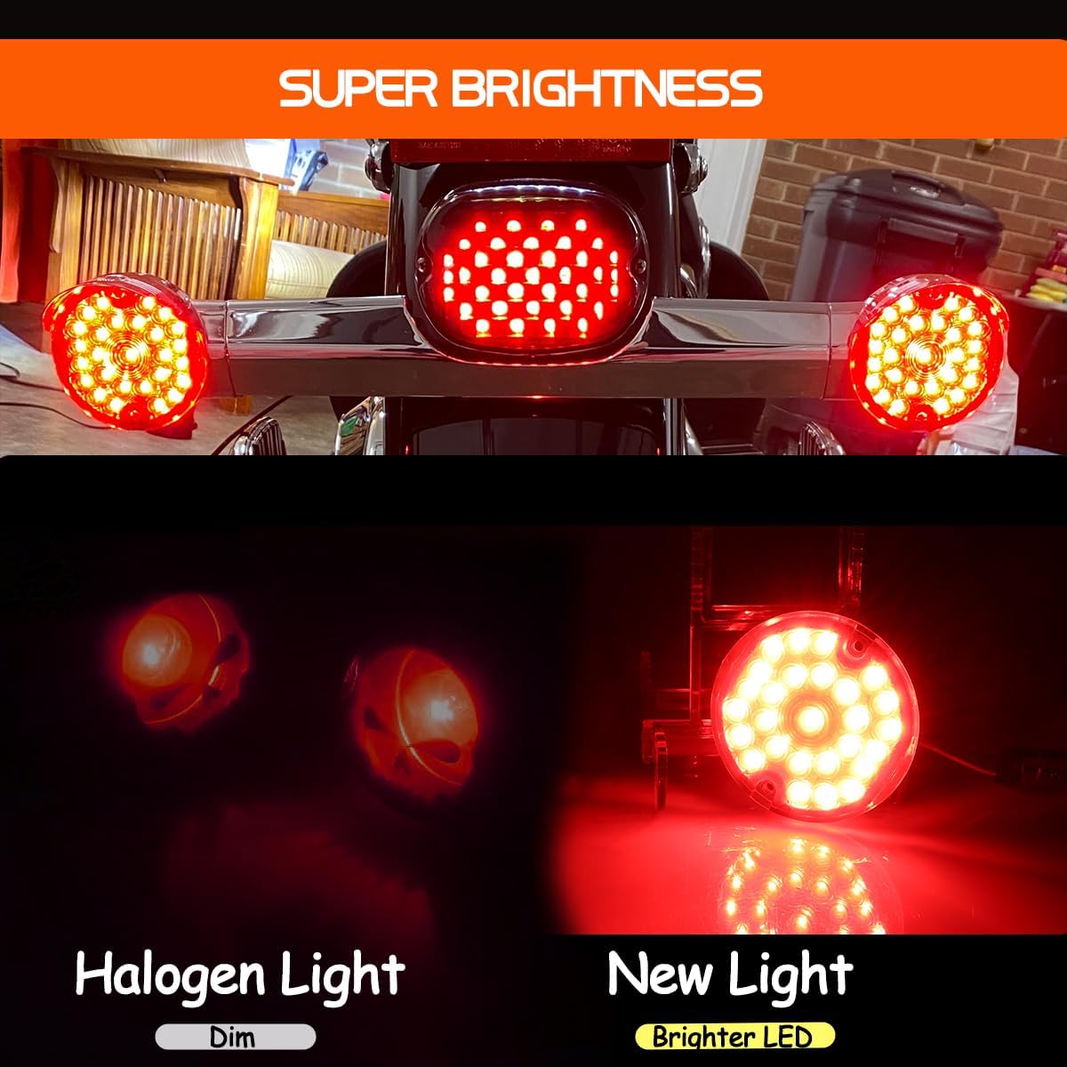 Luces LED traseras planas 3 1/4" para Harley Touring