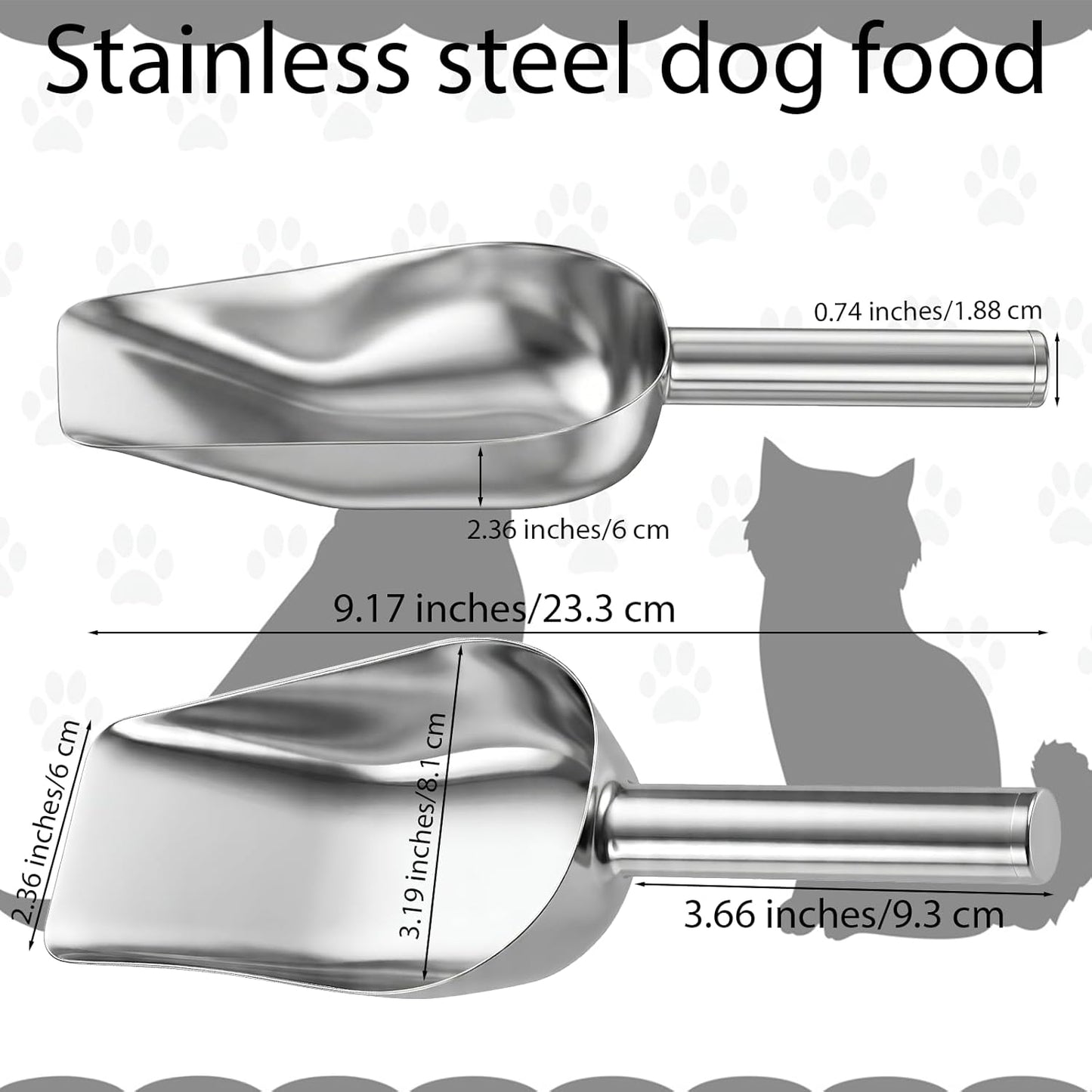 Cuchara acero inox para mascotas 1 taza mango largo