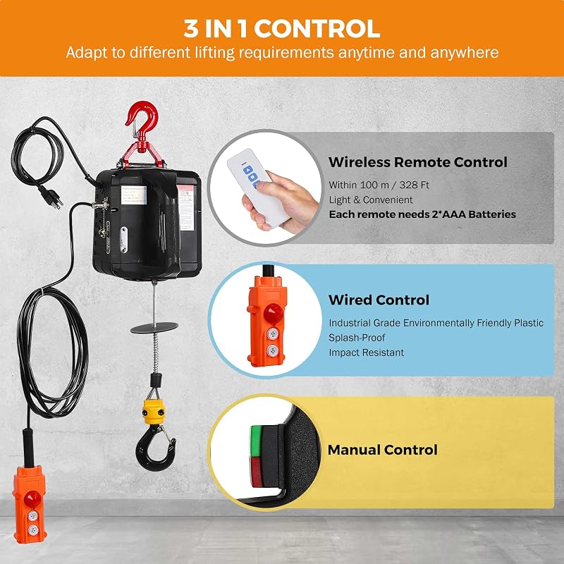 Polipasto eléctrico 3en1 inalámbrico 110V 1543lbs con