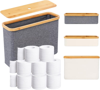 Cesta organizadora papel higiénico bambú plegable
