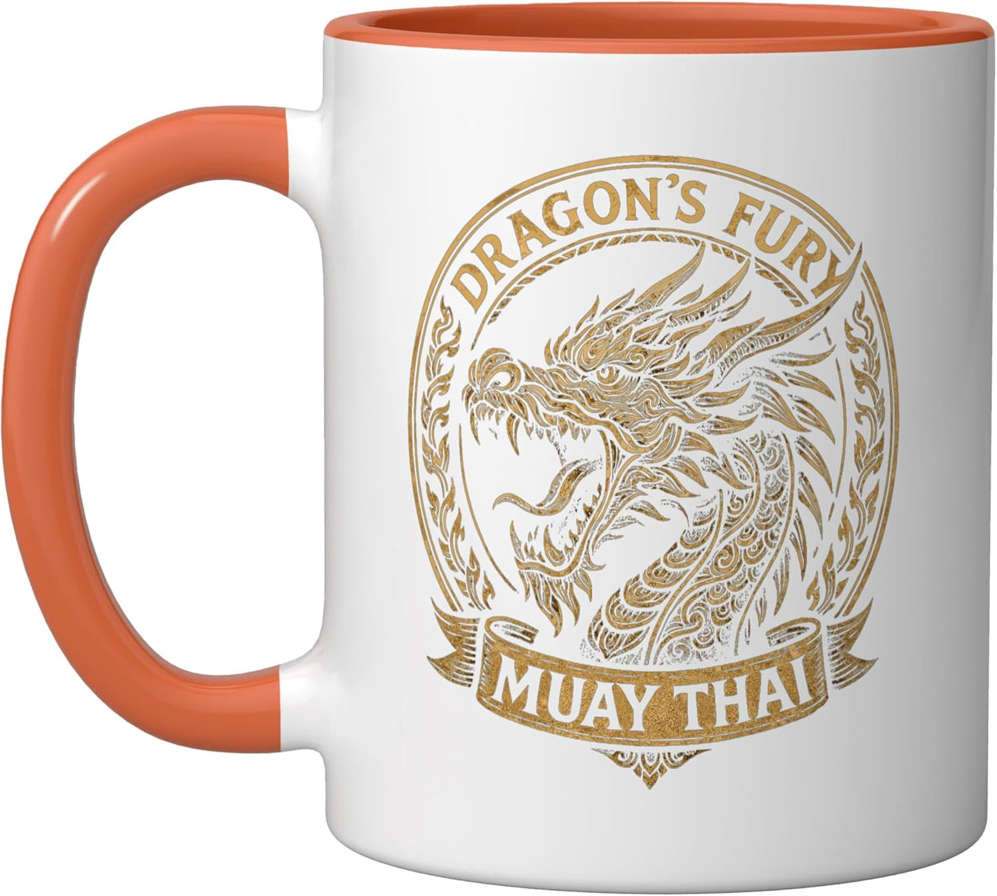 Taza Cerámica Entrenamiento Muay Thai Naranja/Blanco