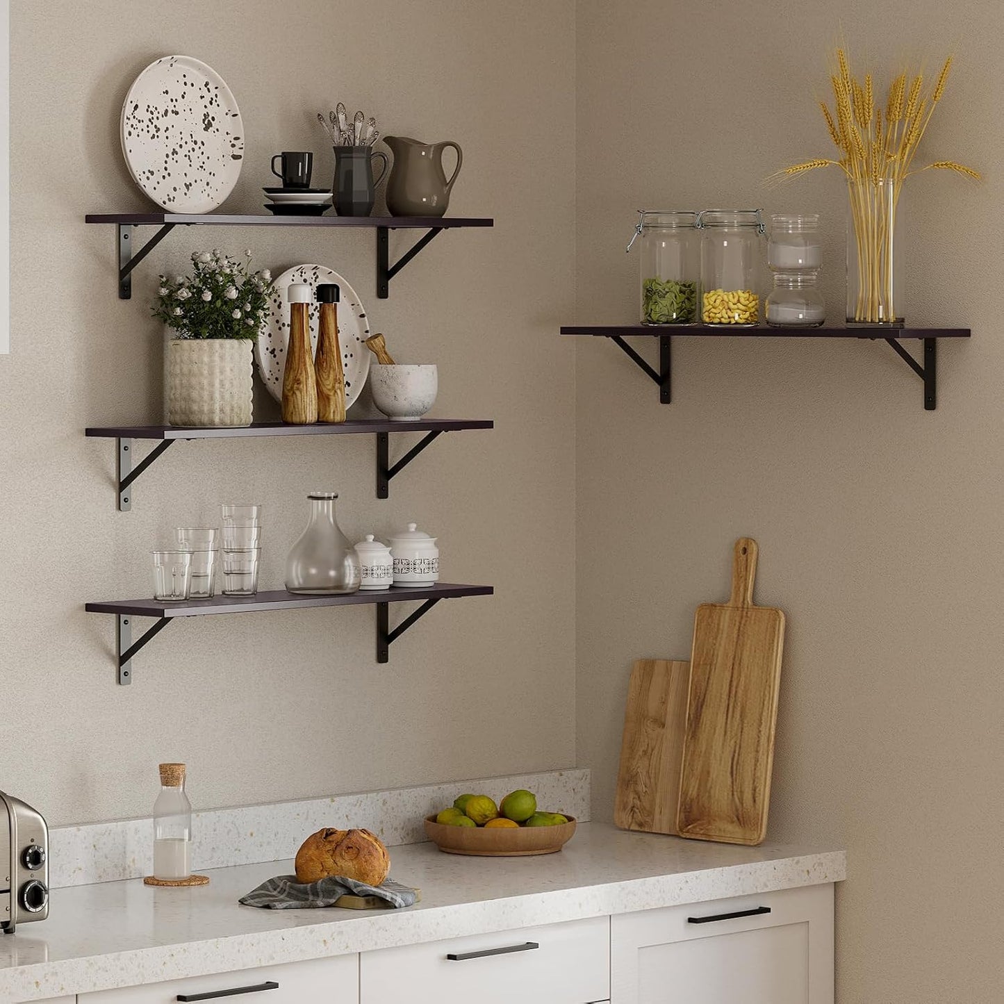 Set 2 estantes pared 23.6" soportes metal sala estar