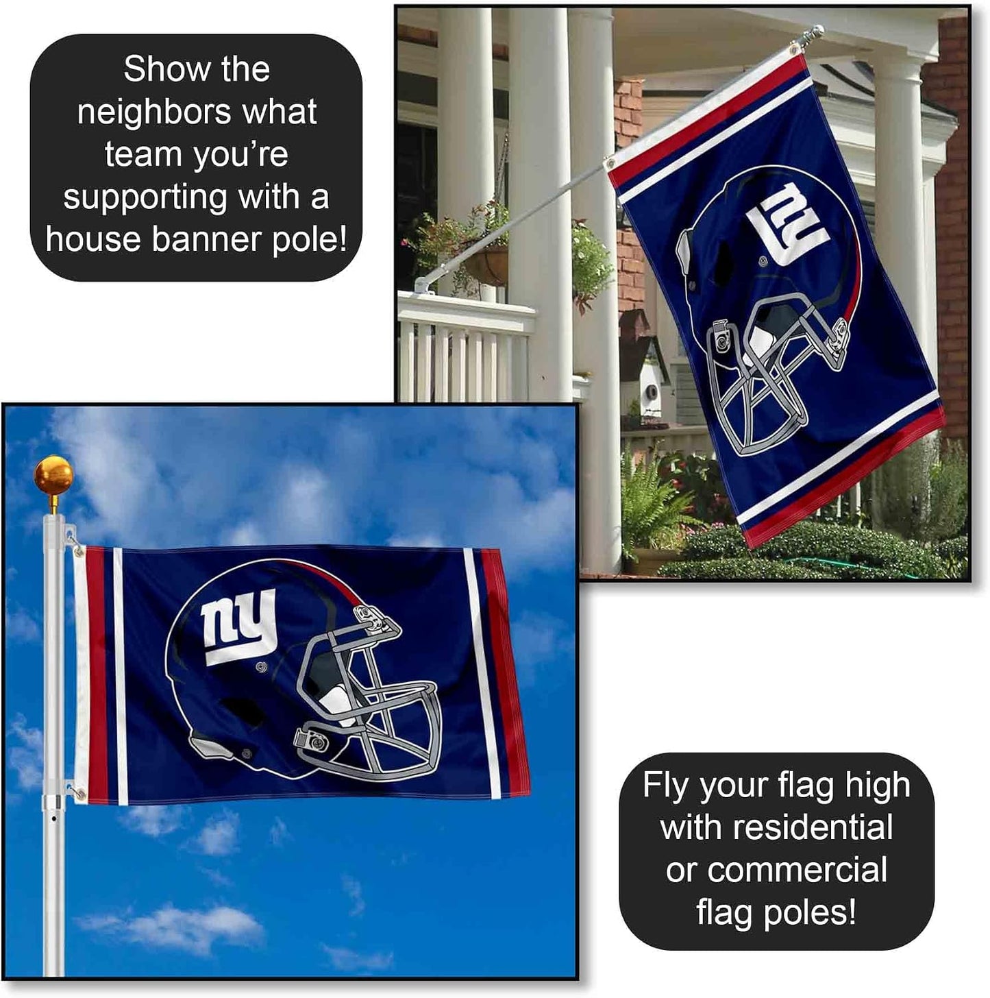 Bandera New York Giants con ojales para casco