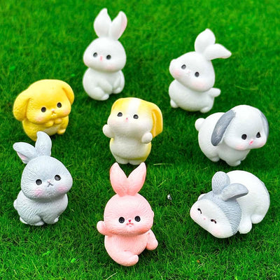 Figuras resina conejo miniatura para relleno huevos y jardín