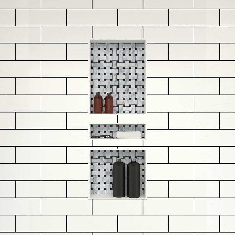 Estante ducha triple nicho negro 16x40x4"