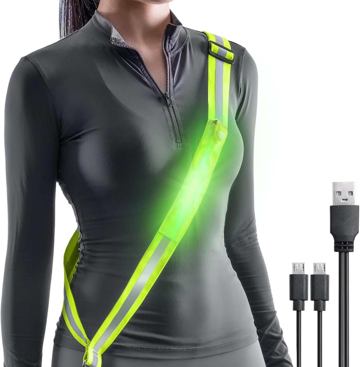 Cinturón LED reflectante ajustable para correr por la noche