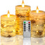 Velas LED con efecto corteza abedul set 3 con luces empotradas