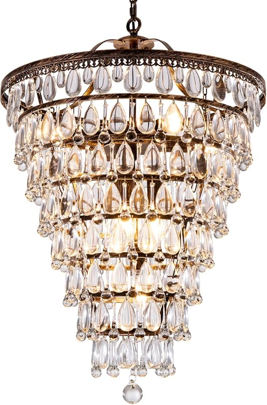 Candelabro cristal 20pulg bronce 8 luces baño sala