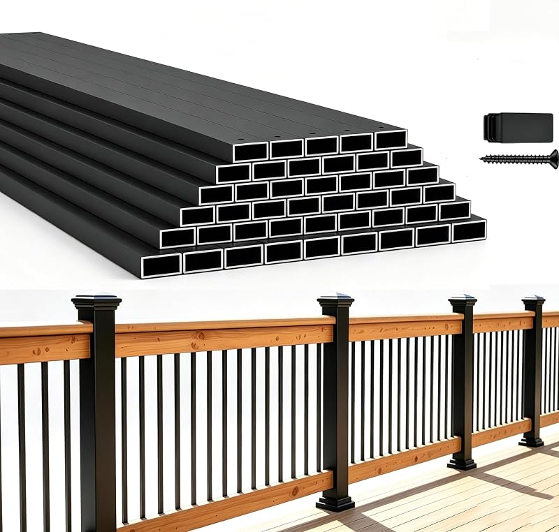 50 Balaustres Cubierta 26x1" Metal Negro Barandilla Escalera