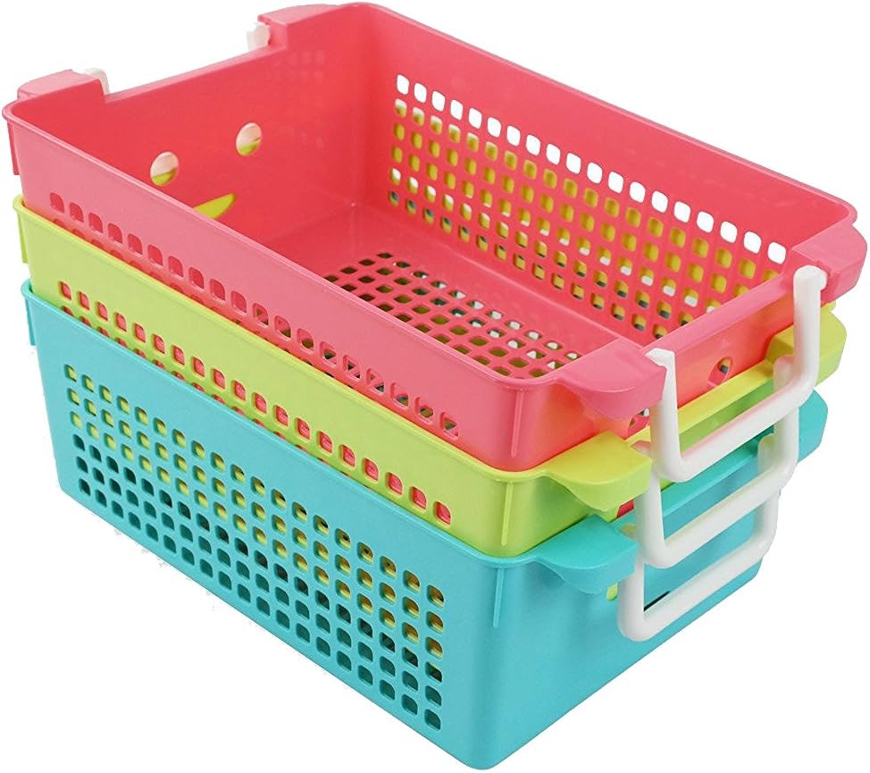 Cesta plástico con asas set 3 12x8x4"