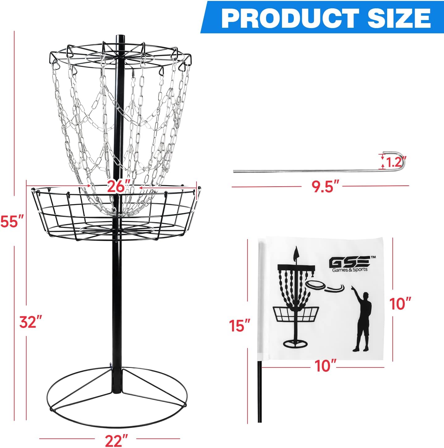 Cesta portátil golf disco 12/24 cadenas metal para exterior