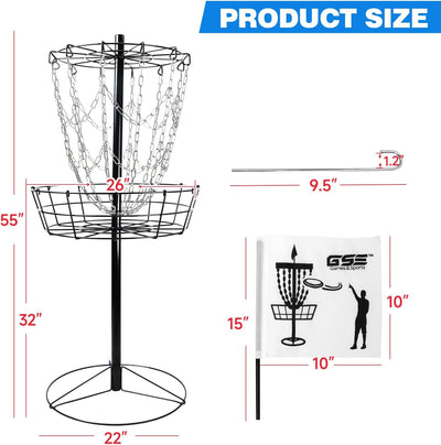 Cesta portátil golf disco 12/24 cadenas metal para exterior