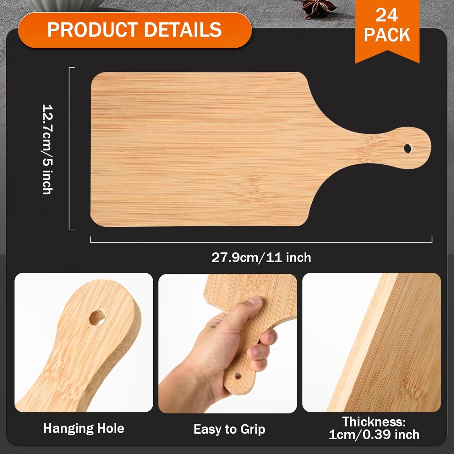 24 Tablas Cortar Bambú 11x5pulg Grabado Láser Regalo Boda