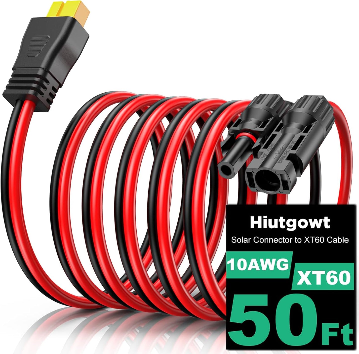 Cable solar XT60 10AWG 50ft para generador portátil