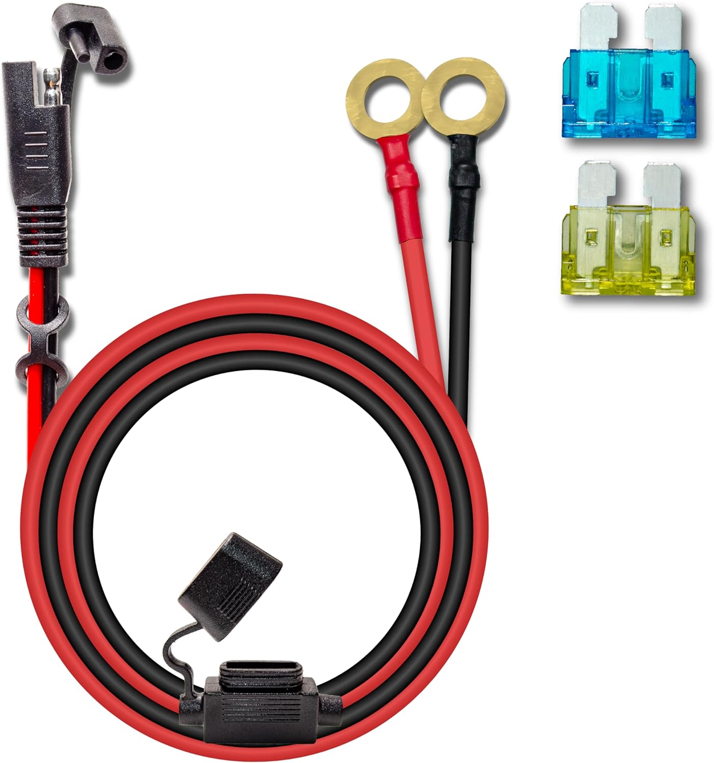 Cable carga 10 AWG 6ft con conectores SAE 2 pines para auto